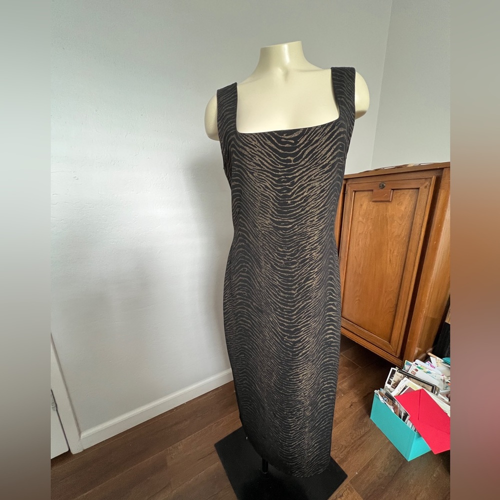 Reformation Black animal print Sheath Midi Dress for Cocktail